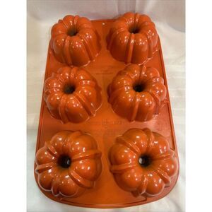 Nordic Ware Bundt-Lette Pan - 6 Cups, Orange Cast Aluminum Mini Bundt Cake USA